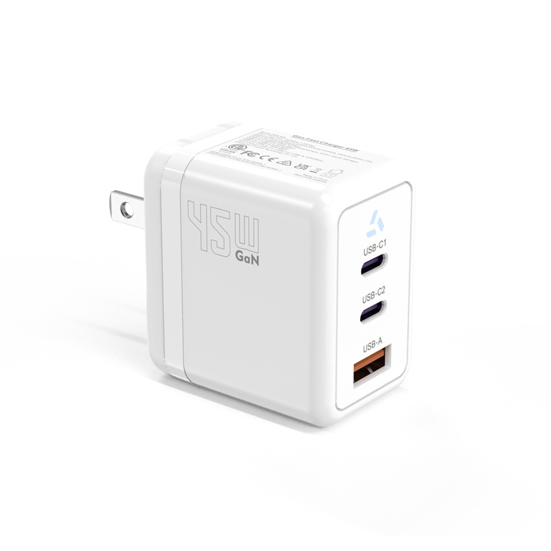 Picture of PD45W American Standard Gallium Nitride Charger 2C1A USB-A+USB-C Three in One Laptop Tablet Phone Charging Head